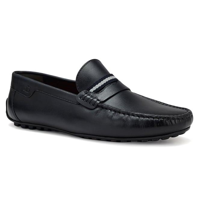 rosso brunello men's navy leather moccasins