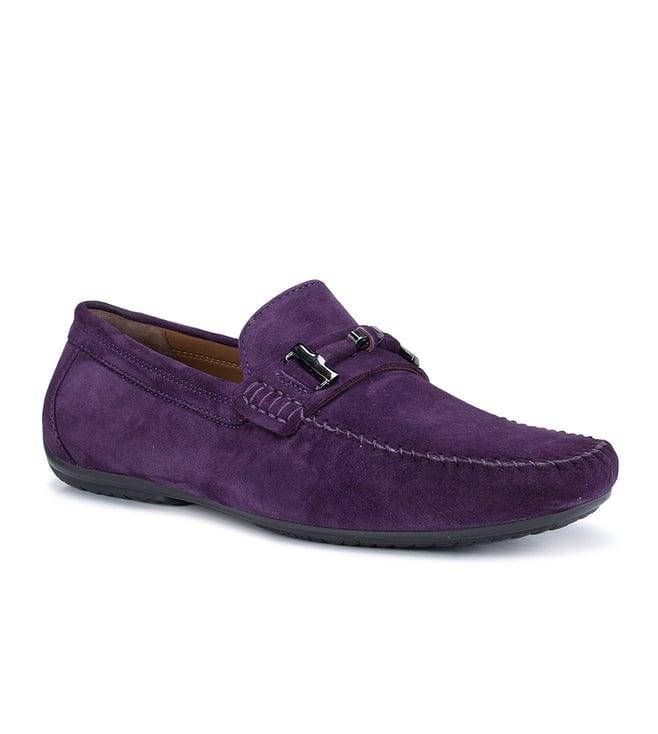 rosso brunello men's purple leather moccasins