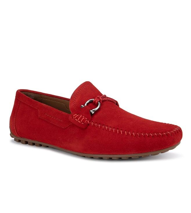 rosso brunello men's red leather moccasins
