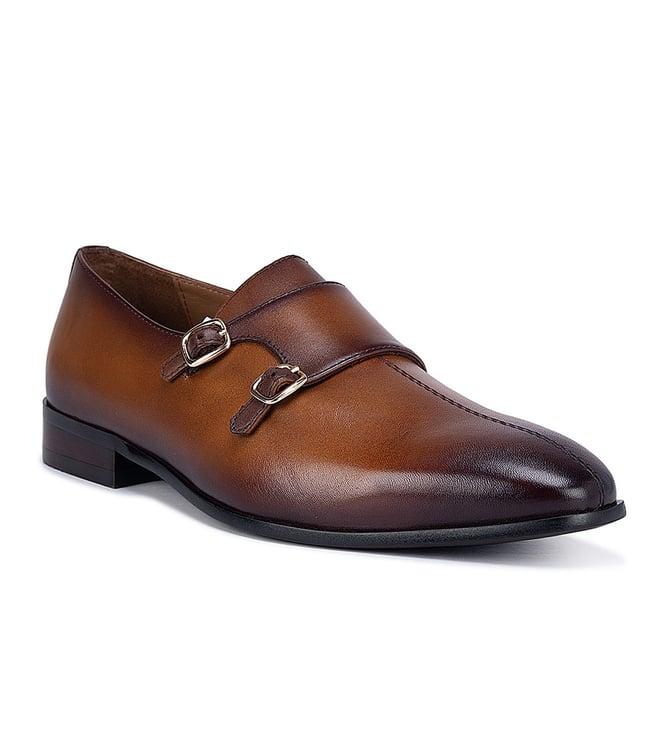 rosso brunello men's tan leather monk strap