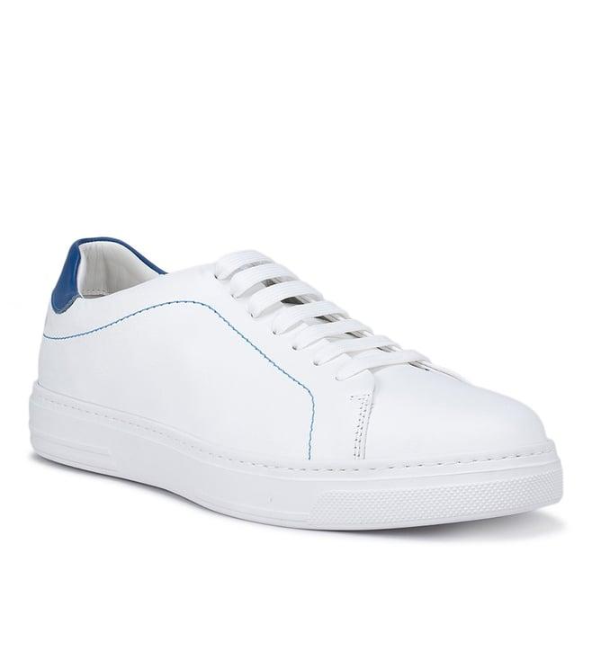 rosso brunello men's white and blue leather sneaker