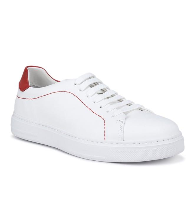 rosso brunello men's white and red leather sneaker