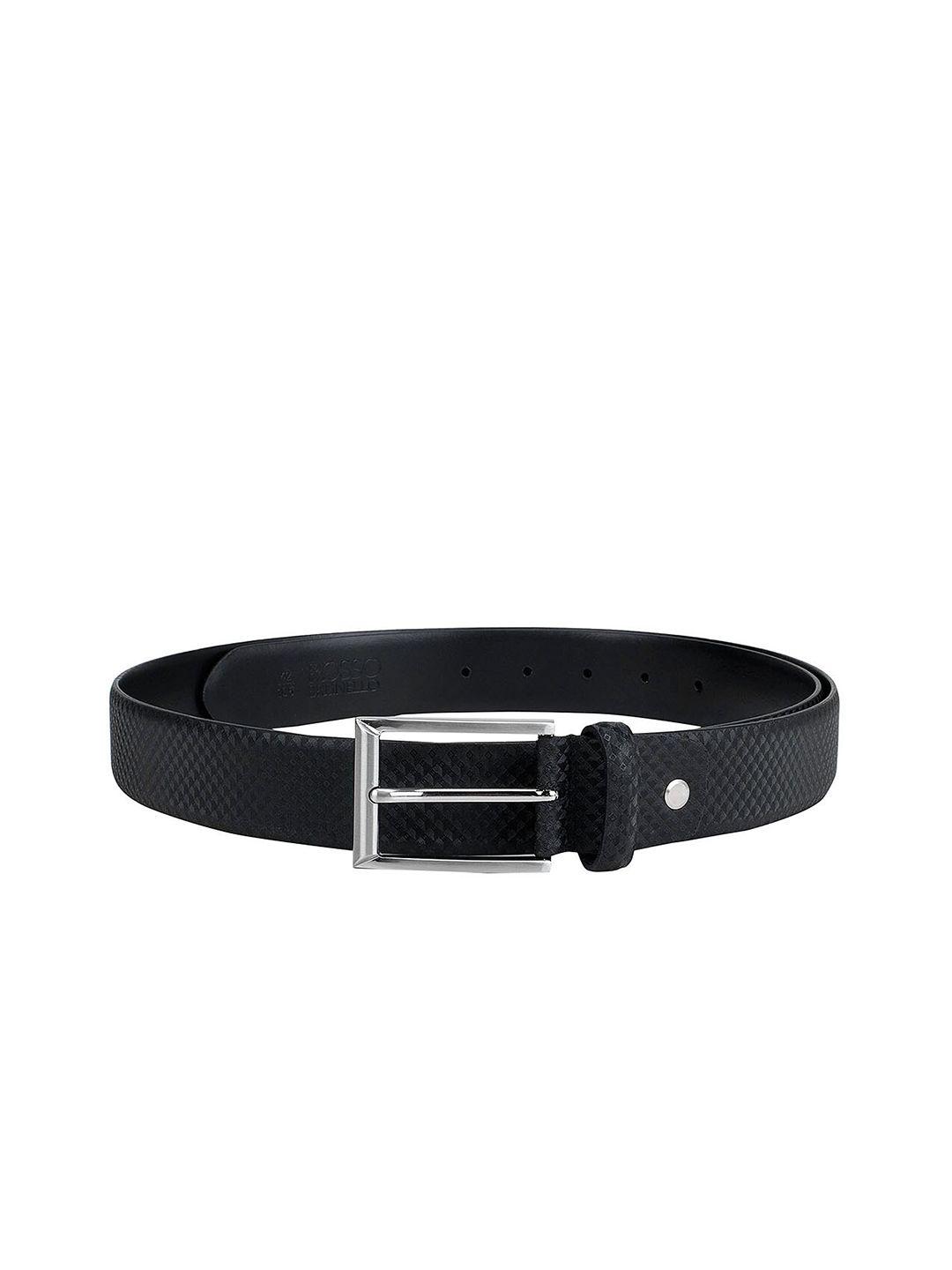 rosso brunello men black textured leather belt