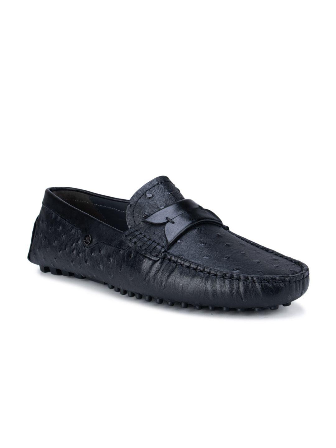 rosso brunello men black textured leather driving shoes