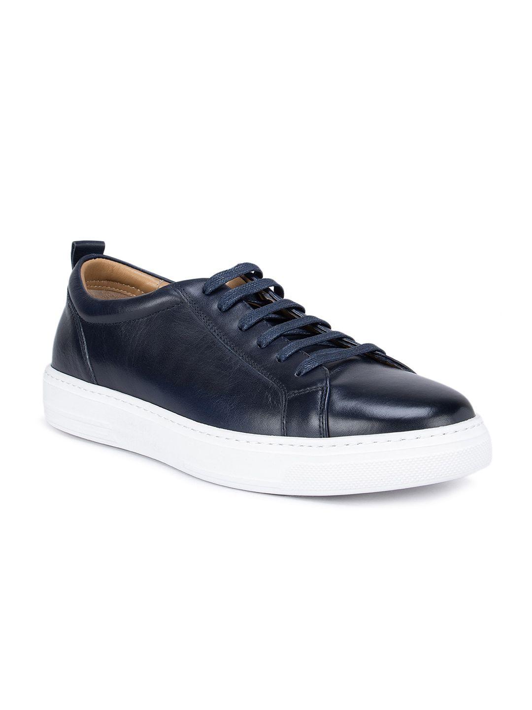 rosso brunello men blue solid leather sneakers