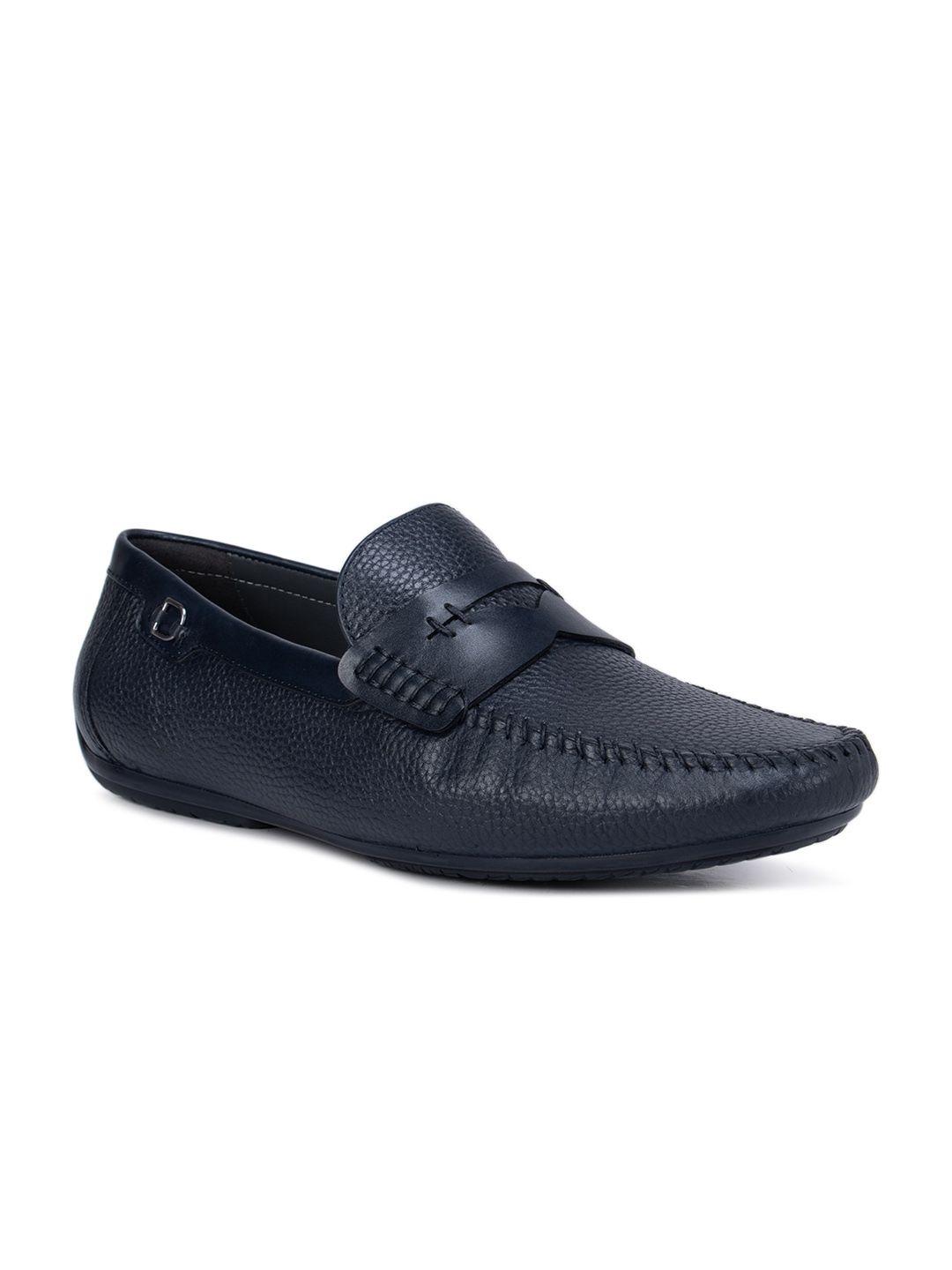 rosso brunello men blue textured leather loafers