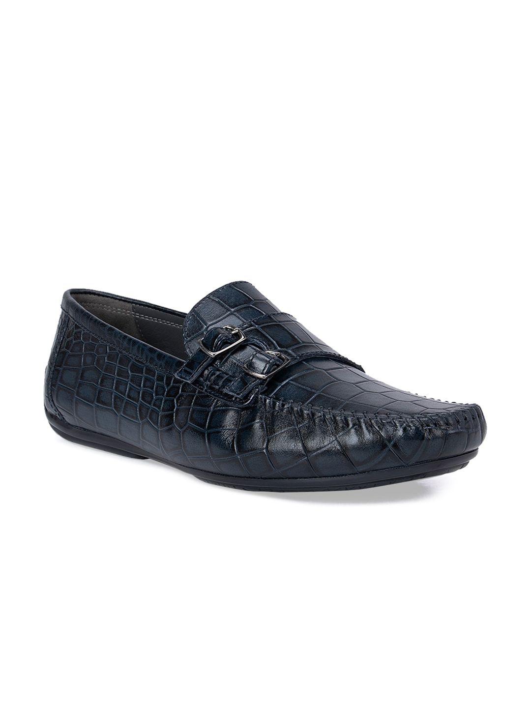 rosso brunello men blue woven design leather loafers