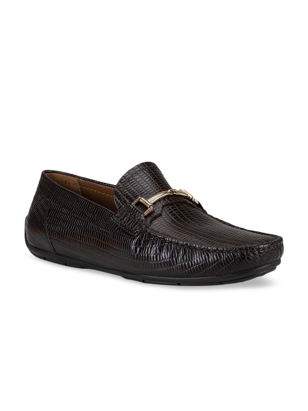 rosso brunello men brown textured leather loafers