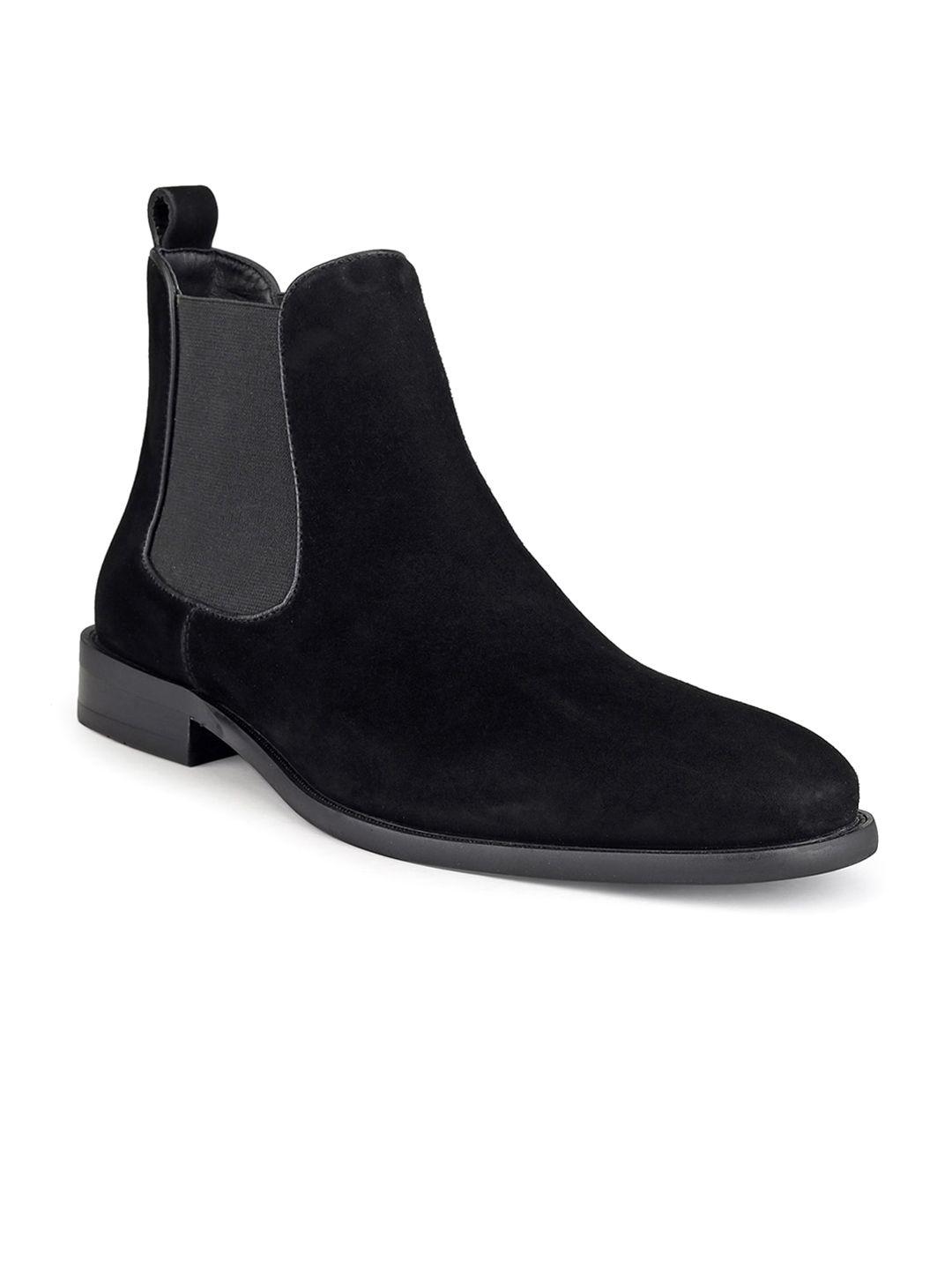 rosso brunello men leather mid-top chelsea boots