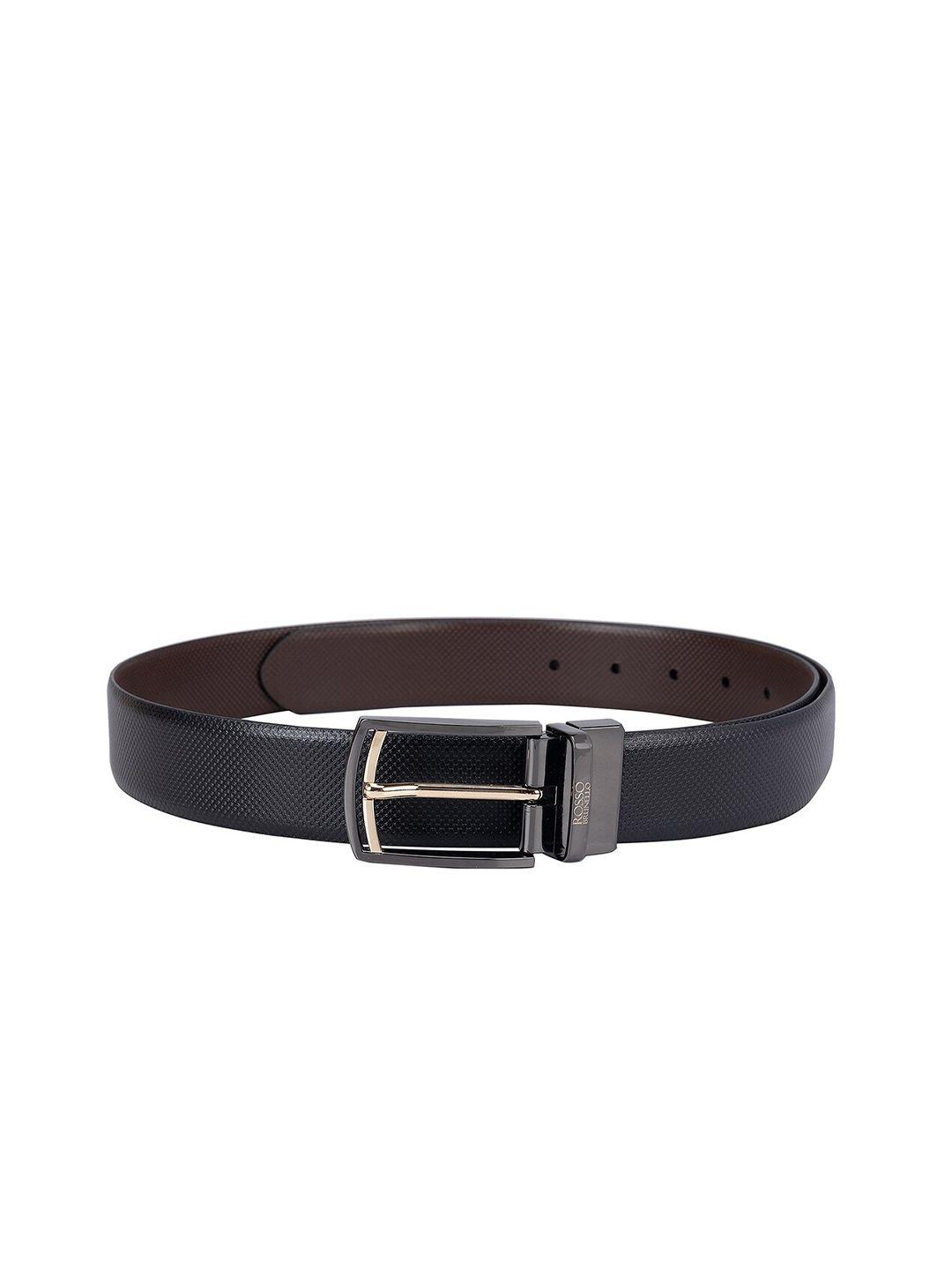 rosso brunello men slim textured leather belt