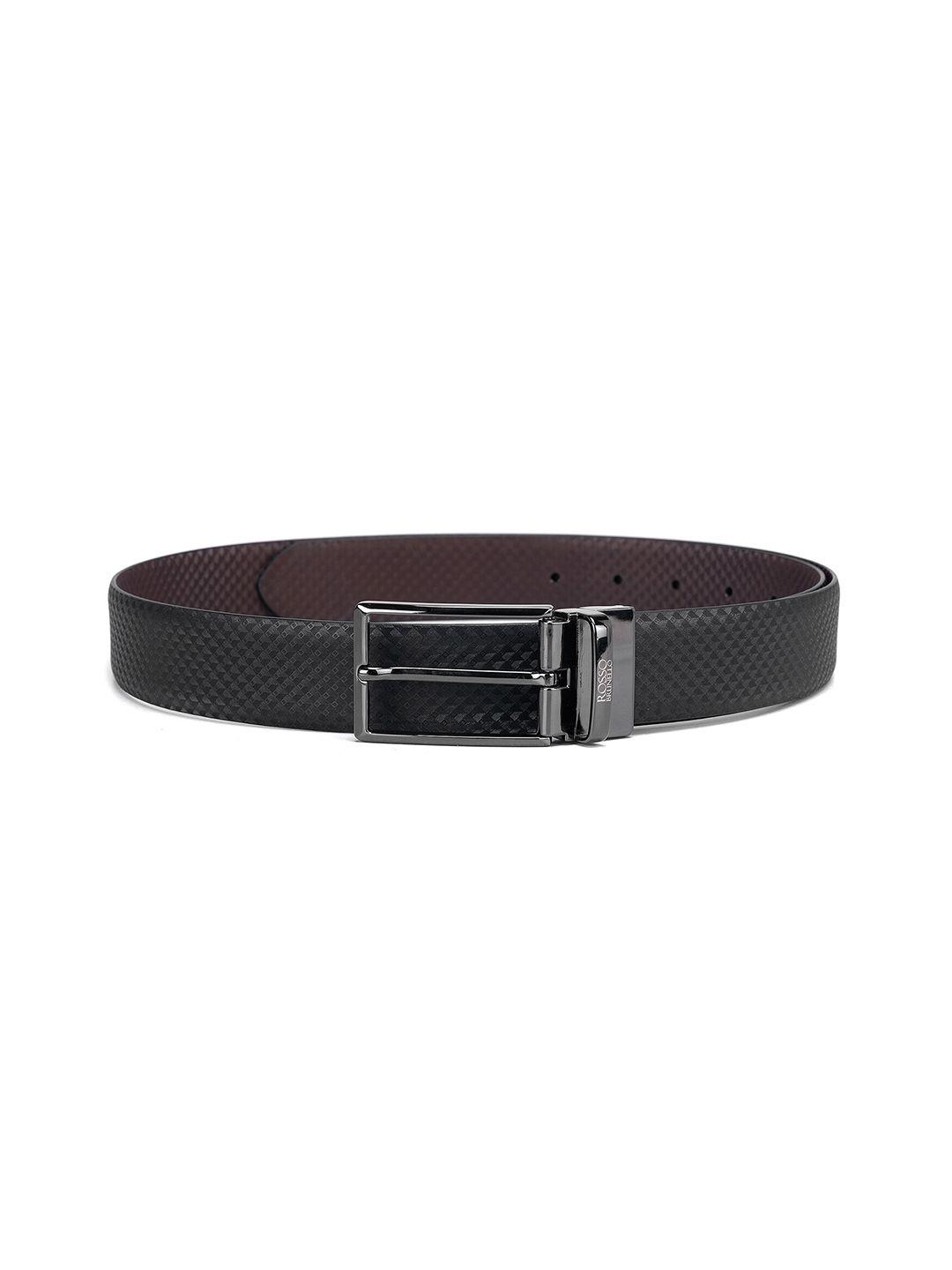 rosso brunello men textured leather belt