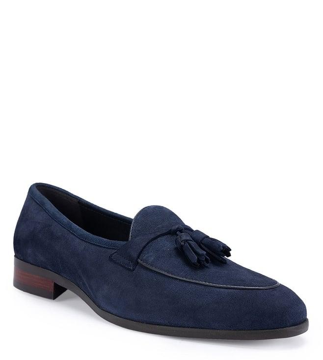 rosso brunello navy men's leather formal slip-ons