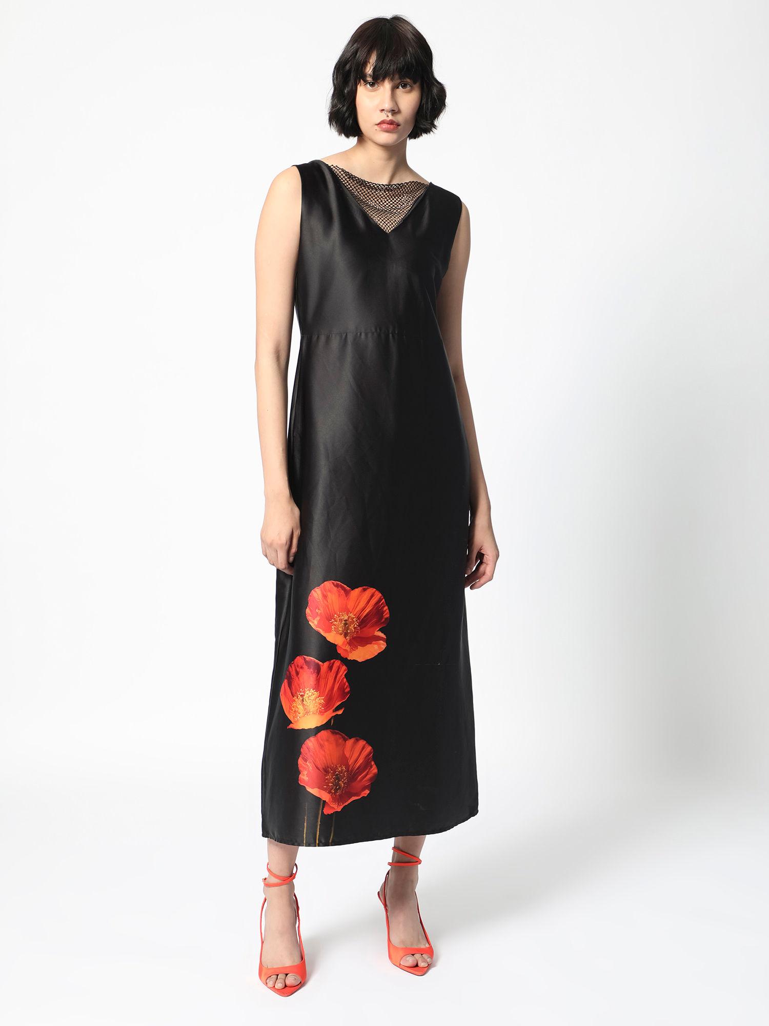 rost primary black maxi dress