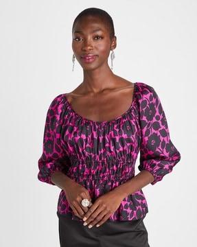 rosy garden long-sleeve riviera top