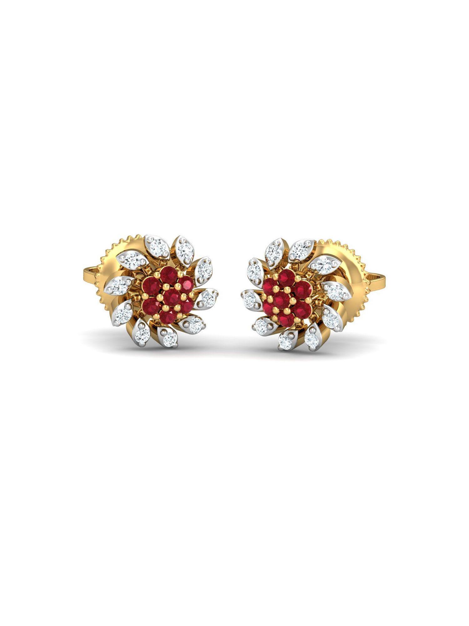 rouge fleur stud earrings 18k gold