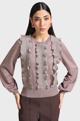 round neck women's pullover - mauve