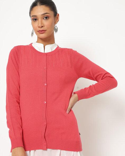 round-neck cardigan with full sleeves