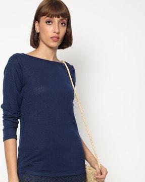 round-neck cotton t-shirt with full sleeves