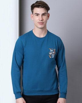 round-neck graphic sweatshirt
