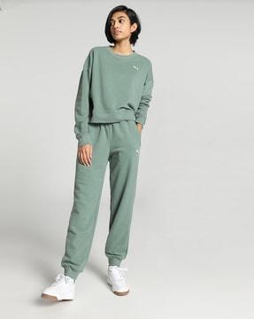 round-neck jumpsuit with embroidered logo