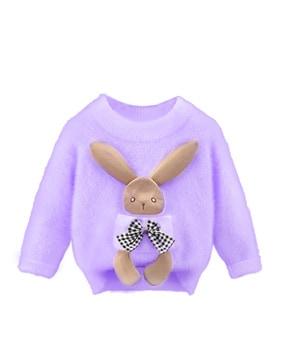 round-neck pullover with bunny applique