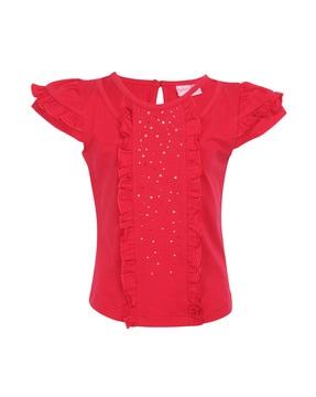 round-neck top with embellishments