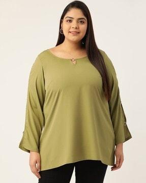 round-neck tunic with metal accent