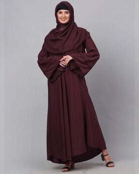 round-neck a-line burqa with head scarf