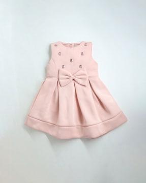 round-neck a-line dress with bow