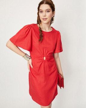 round-neck a-line dress with cutouts