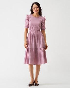 round-neck a-line dress with insert pocket