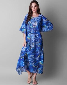 round-neck a-line dress with kimono sleeves