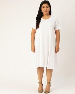 round-neck a-line dress with raglan sleeves