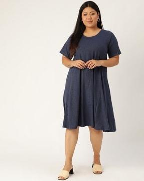 round-neck a-line dress with raglan sleeves