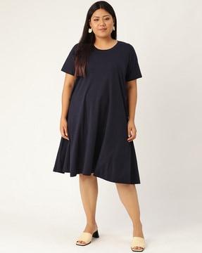 round-neck a-line dress with raglan sleeves