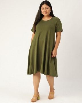 round-neck a-line dress with raglan sleeves