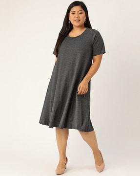 round-neck a-line dress with raglan sleeves