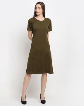 round-neck a-line dress