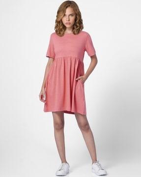 round-neck a-line dress