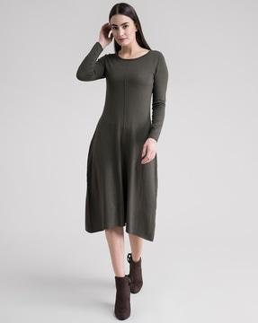 round-neck a-line dress