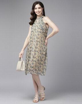 round-neck a-line dress