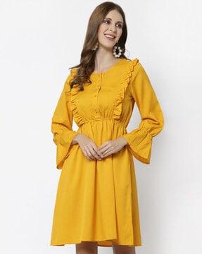 round-neck a-line dress