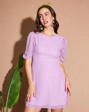 round-neck a-line dress