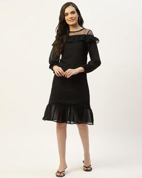 round-neck a-line dress