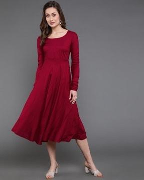 round-neck a-line dress