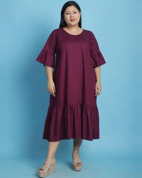 round-neck a-line dress