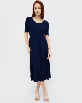 round-neck a-line dress