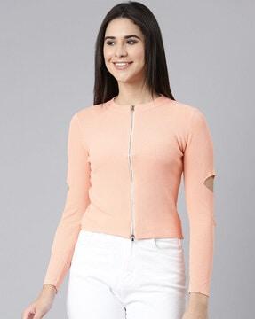 round-neck acrylic top