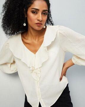 round-neck blouse with full sleeves