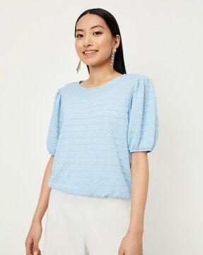 round-neck blouse with full sleeves